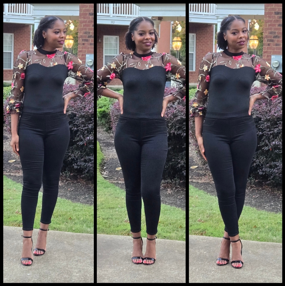 Colorful Floral Mesh Bodysuit